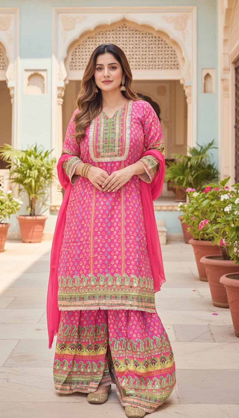 Rani Gulbahar Embroidered Sharara Set